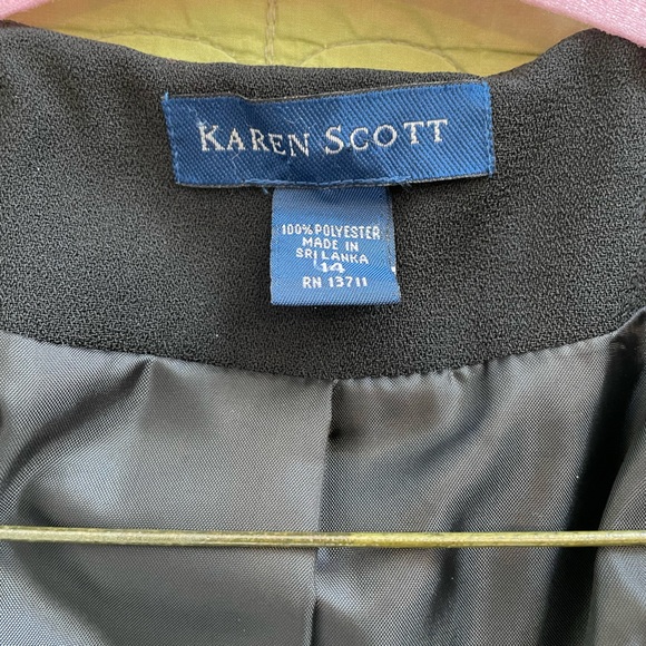 Karen Scott 2PC Suit VNeck Collarless Button Down Jacket & Sleeveless Dress Sz14 - Picture 12 of 12